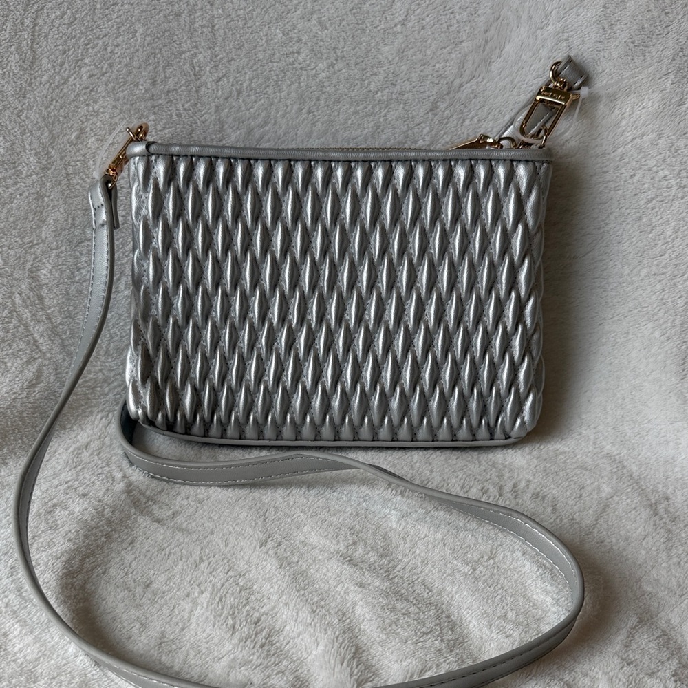 Anne Klein Silver Quilted Purse View 3